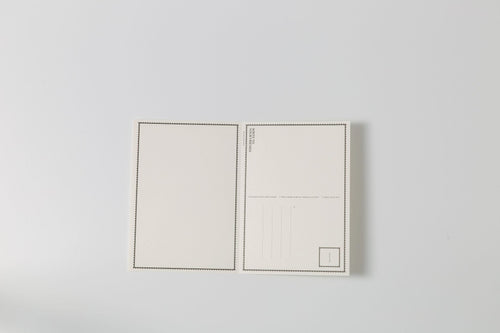 Open W2YF card showing the perforated reply postcard built into the back panel